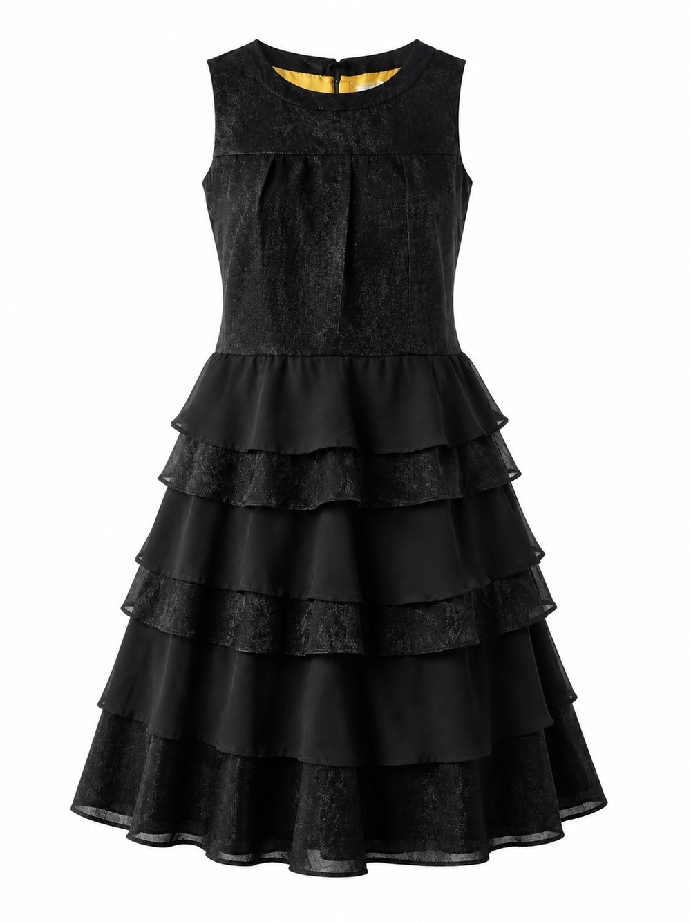 TULLE | Black Tiered Ruffle Textured Sleeveless Party Cocktail Dress LBD | L